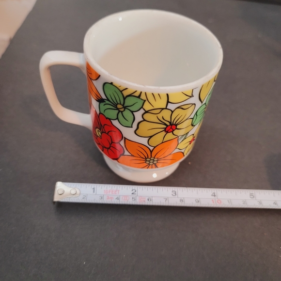 MCM Royal Sealy Japan 1960s Flower Set of 4 Stack Mugs Tea Cups and Plates RARE - Picture 6 of 14